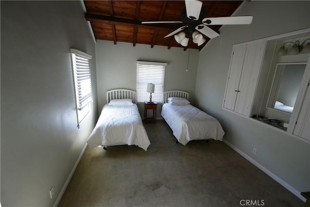 11514 Beverly Blvd, Whittier, CA 90601 - carpeted bedroom with wooden ceiling and a ceiling fan