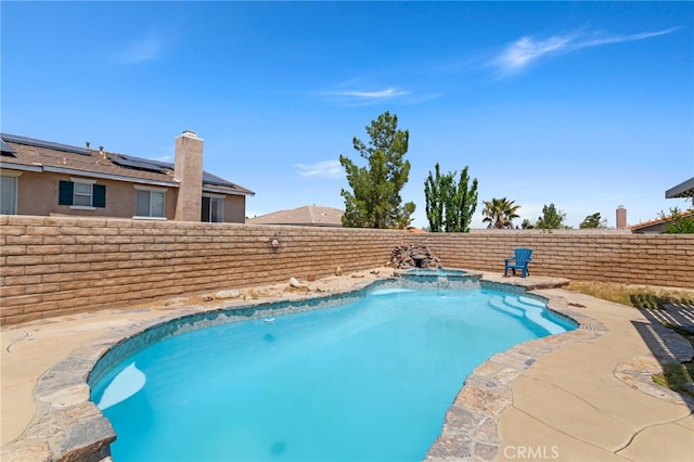 38701 Annette Ave, Palmdale, CA 93551 - view of swimming pool featuring a fenced backyard, a pool with connected hot tub, and a patio area