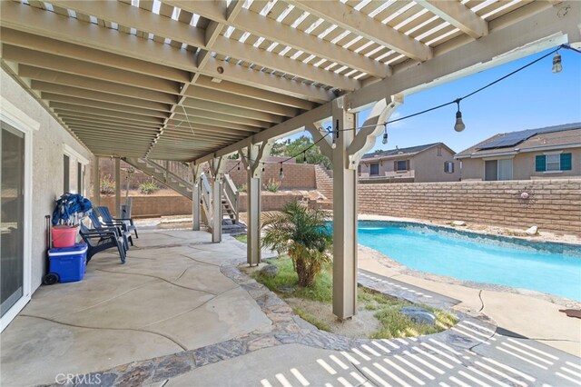38701 Annette Ave, Palmdale, CA 93551 - fenced backyard with a patio, a pergola, and stairs