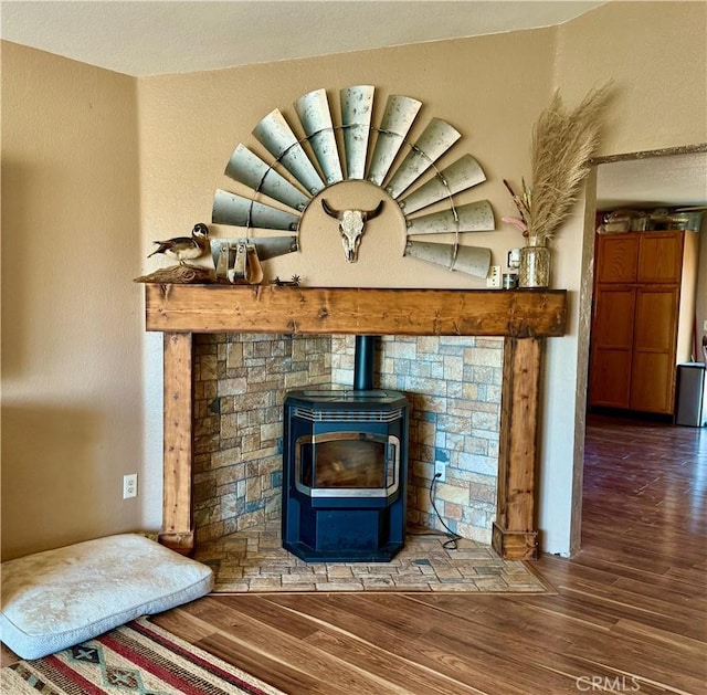 9307 Banderilla Dr, La Grange, CA 95329 - detailed view of wood finished floors and a wood stove