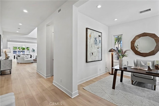 51 Eider Run, Irvine, CA 92618 - hallway featuring light wood-type flooring, healthy amount of natural light, and recessed lighting