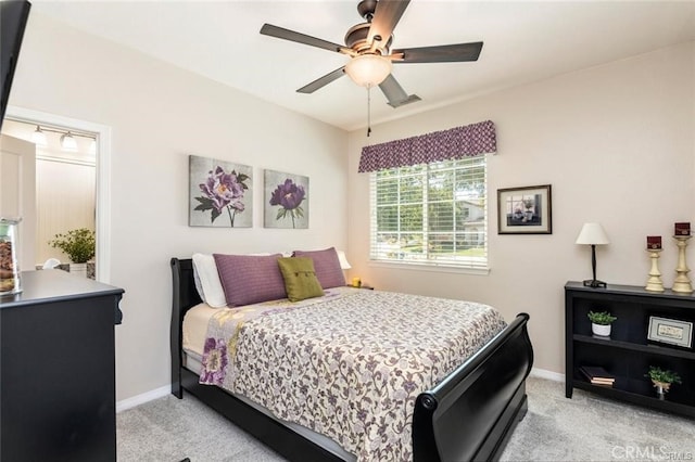 27840 Pointe Breeze Dr, Menifee, CA 92585 - bedroom with light colored carpet and a ceiling fan