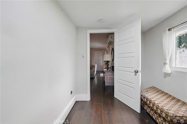 4819 Church St, Pico Rivera, CA 90660 - hallway with dark wood-type flooring and a wall mounted AC