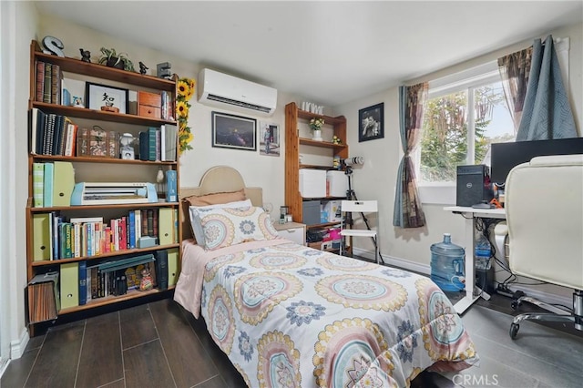 4819 Church St, Pico Rivera, CA 90660 - bedroom with an AC wall unit, wood finished floors, and an office area