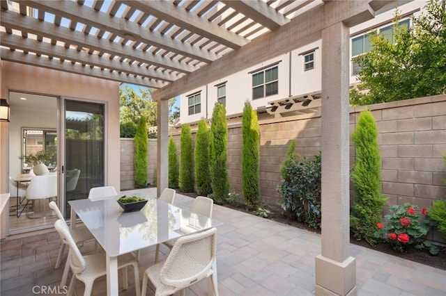 156 Barrow, Irvine, CA 92620 - fenced backyard with a patio area, outdoor dining area, and a pergola