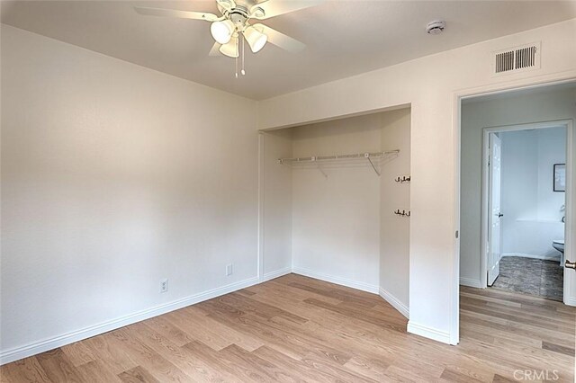 24650 Via Melinda, Yorba Linda, CA 92887 - unfurnished bedroom with light wood-type flooring, baseboards, a closet, and ceiling fan
