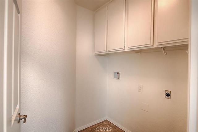 24650 Via Melinda, Yorba Linda, CA 92887 - washroom featuring cabinet space, hookup for an electric dryer, baseboards, washer hookup, and tile patterned floors