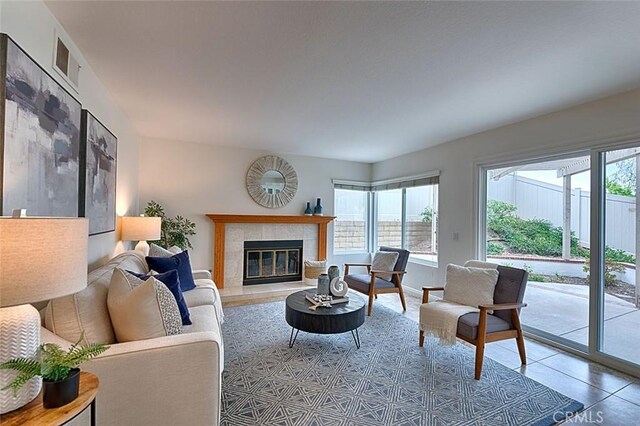 24650 Via Melinda, Yorba Linda, CA 92887 - living area featuring a fireplace and tile patterned floors