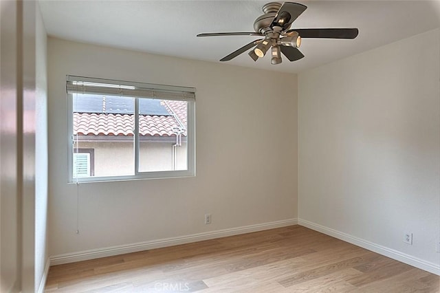 24650 Via Melinda, Yorba Linda, CA 92887 - unfurnished room with light wood-style flooring, ceiling fan, and baseboards