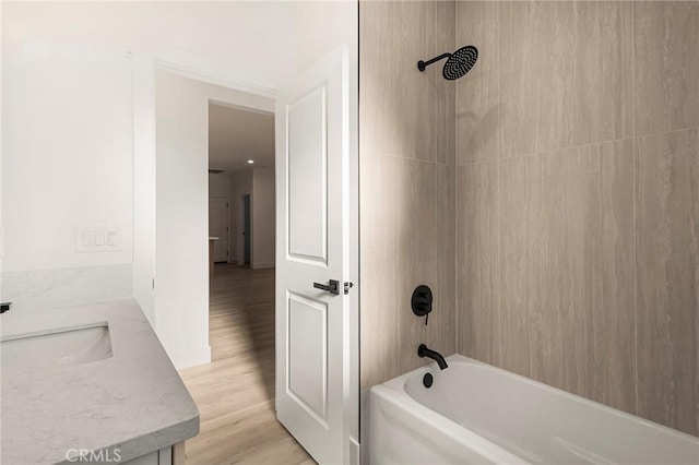 5399 Hickory Way, Paradise, CA 95969 - bathroom with vanity, bathing tub / shower combination, and wood finished floors