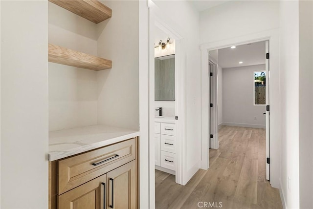 5399 Hickory Way, Paradise, CA 95969 - corridor with light wood finished floors, recessed lighting, and baseboards