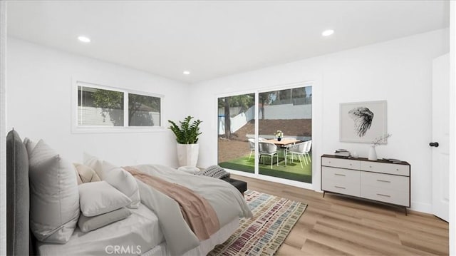 1208 Del Haven Ct, Redlands, CA 92374 - bedroom featuring access to exterior, light wood finished floors, and recessed lighting