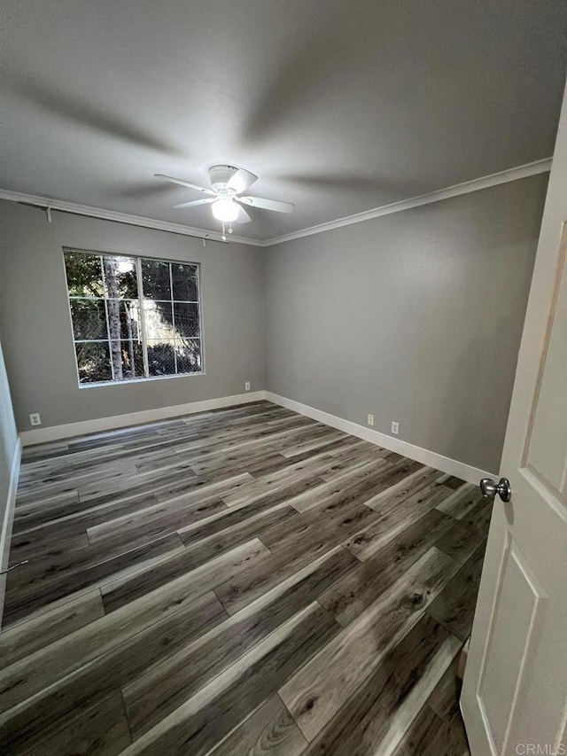 3078 Broadway Unit 107, San Diego, CA 92102 - unfurnished room with crown molding, a ceiling fan, wood finished floors, and baseboards