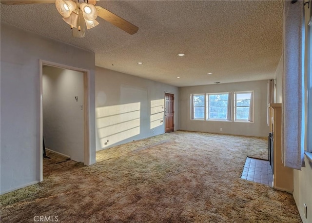 124 Mauna Loa Dr, Monrovia, CA 91016 - carpeted spare room with a textured ceiling, ceiling fan, and recessed lighting