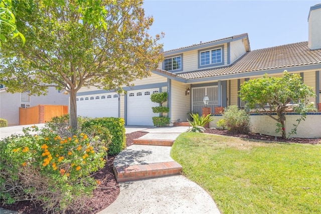 1188 Old Hickory Rd, Corona, CA 92882 - traditional home with a tile roof, a porch, driveway, and an attached garage