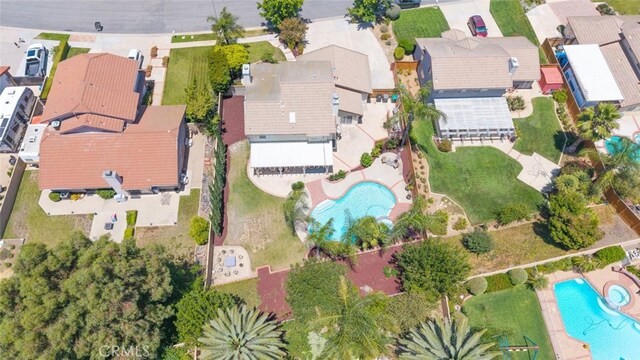 1188 Old Hickory Rd, Corona, CA 92882 - aerial view of property and surrounding area with a pool area and nearby suburban area