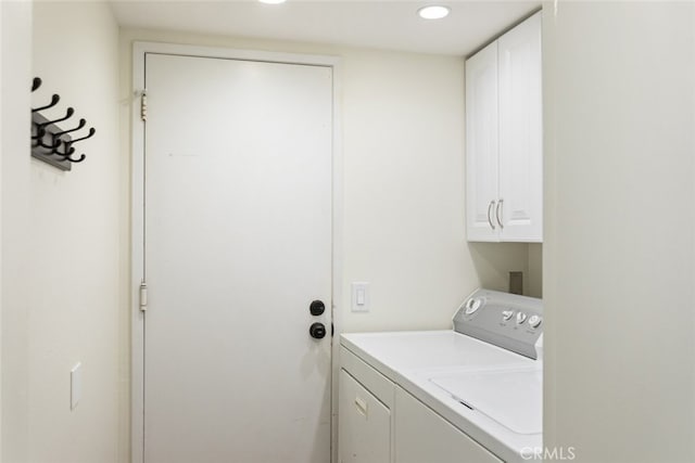 1188 Old Hickory Rd, Corona, CA 92882 - washroom featuring cabinet space, washing machine and clothes dryer, and recessed lighting