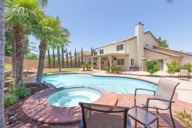 1188 Old Hickory Rd, Corona, CA 92882 - view of pool featuring a pool with connected hot tub, a patio area, and a pergola
