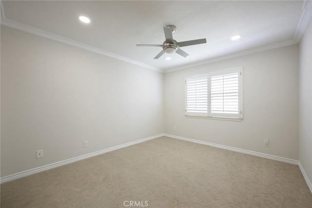 20485 Via Canarias, Yorba Linda, CA 92887 - carpeted spare room with a ceiling fan, recessed lighting, and crown molding