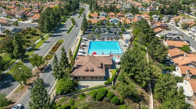 20485 Via Canarias, Yorba Linda, CA 92887 - aerial view of property's location with a pool area and nearby suburban area