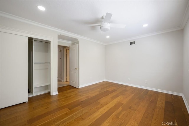 20485 Via Canarias, Yorba Linda, CA 92887 - unfurnished bedroom featuring wood finished floors, baseboards, recessed lighting, a closet, and ceiling fan