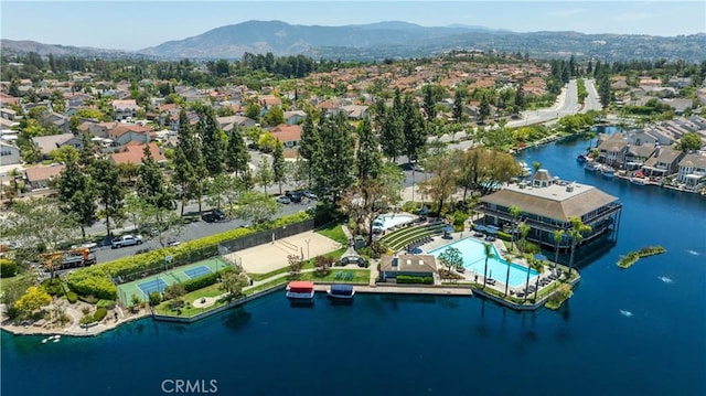 20485 Via Canarias, Yorba Linda, CA 92887 - aerial view of residential area with a pool area and a water and mountain view