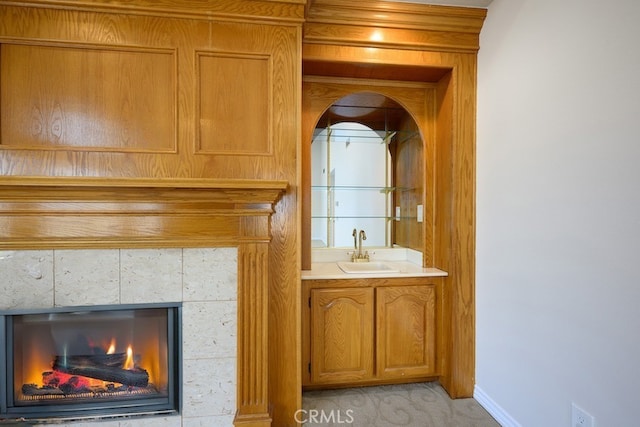 20485 Via Canarias, Yorba Linda, CA 92887 - detailed view of a fireplace and bar with sink