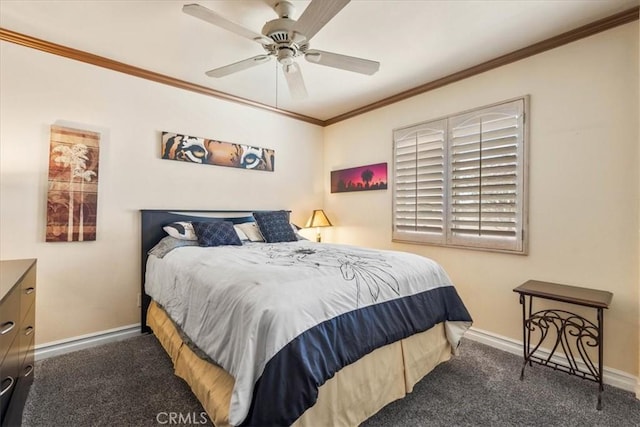 1506 Bergman Ct, Brea, CA 92821 - carpeted bedroom with crown molding and a ceiling fan