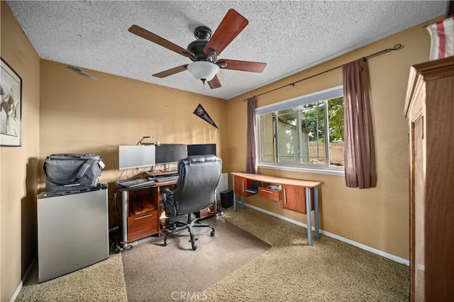 802 Duval St, La Verne, CA 91750 - home office featuring a ceiling fan, baseboards, and a textured ceiling