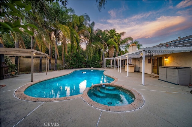 802 Duval St, La Verne, CA 91750 - view of pool with a patio, a pool with connected hot tub, and a pergola