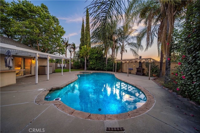802 Duval St, La Verne, CA 91750 - pool at dusk featuring a patio