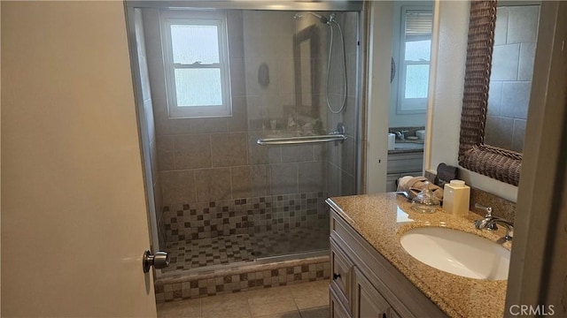 22907 Nadine Cir Unit B, Torrance, CA 90505 - full bathroom featuring a shower stall, vanity, and tile patterned flooring