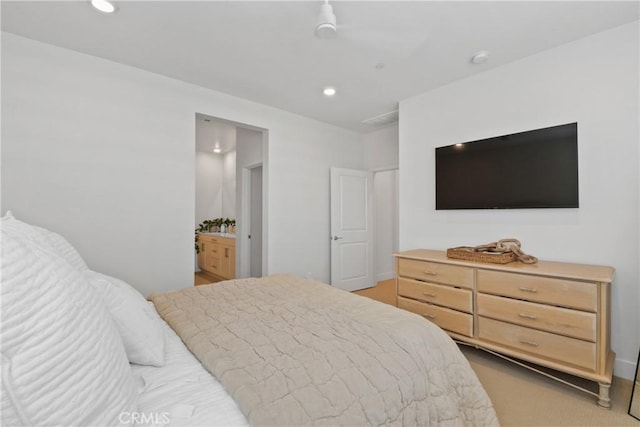 3590 E Peckham Paseo Unit 6, Ontario, CA 91761 - bedroom with recessed lighting and ensuite bath