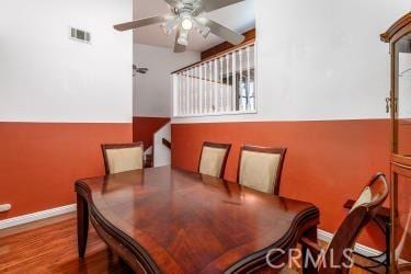 965 Morro Ave Unit D, Morro Bay, CA 93442 - dining area with a ceiling fan, wood finished floors, and baseboards