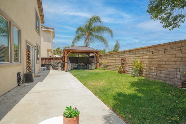 8749 Fairoaks Ct, Rancho Cucamonga, CA 91730 - view of yard featuring an outdoor hangout area, a gazebo, and a patio area