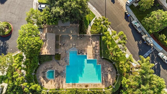 8749 Fairoaks Ct, Rancho Cucamonga, CA 91730 - aerial view of a pool