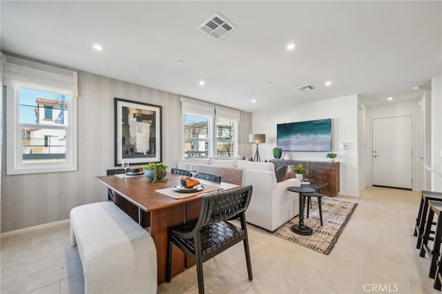 16183 Lumia Way, Fontana, CA 92336 - dining space with recessed lighting, baseboards, and light tile patterned flooring