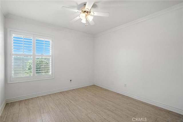 19401 Twin Hills Pl, Porter Ranch, CA 91326 - spare room featuring light wood-type flooring, ceiling fan, and ornamental molding