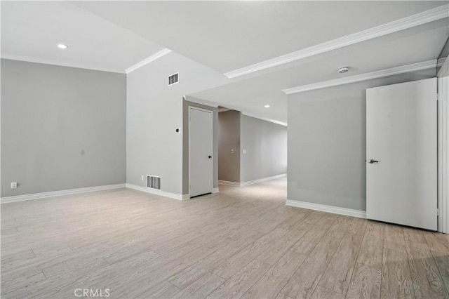 19401 Twin Hills Pl, Porter Ranch, CA 91326 - spare room with light wood-style flooring, recessed lighting, crown molding, and a smoke detector