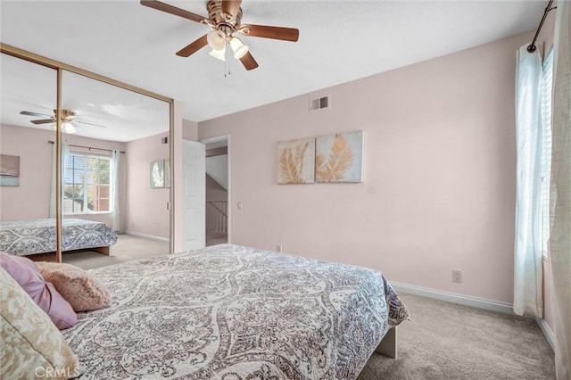 4144 Rainwood Ave, Yorba Linda, CA 92886 - bedroom featuring light carpet, ceiling fan, and a closet
