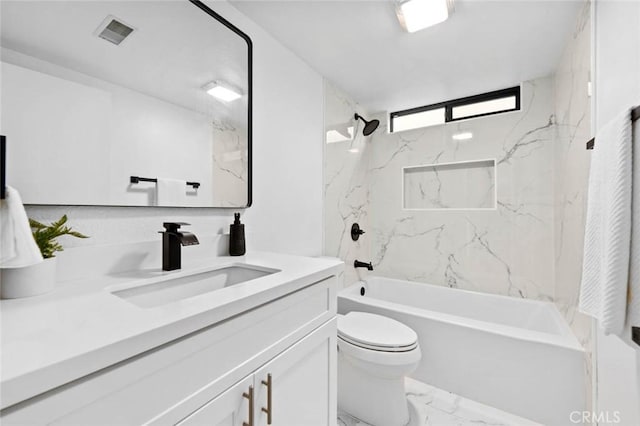 2959 Butler St, Oceanside, CA 92054 - full bath featuring vanity, marble finish floors, toilet, and bathing tub / shower combination