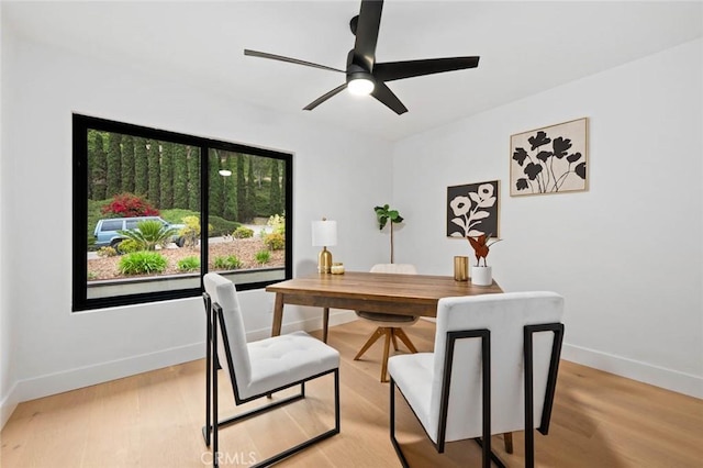2959 Butler St, Oceanside, CA 92054 - dining area featuring baseboards, ceiling fan, and light wood-style flooring
