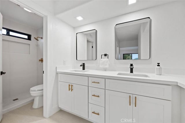 2959 Butler St, Oceanside, CA 92054 - full bathroom with double vanity, a shower, toilet, and tile patterned flooring