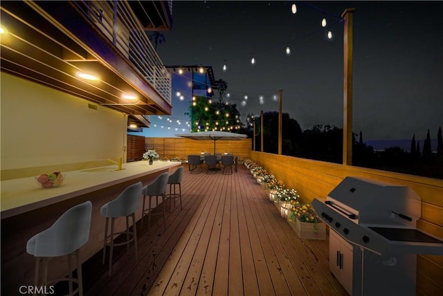 3964 Sumac Dr, Sherman Oaks, CA 91403 - deck at twilight featuring area for grilling