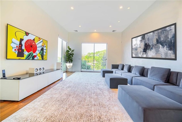 3964 Sumac Dr, Sherman Oaks, CA 91403 - living area featuring wood finished floors and recessed lighting