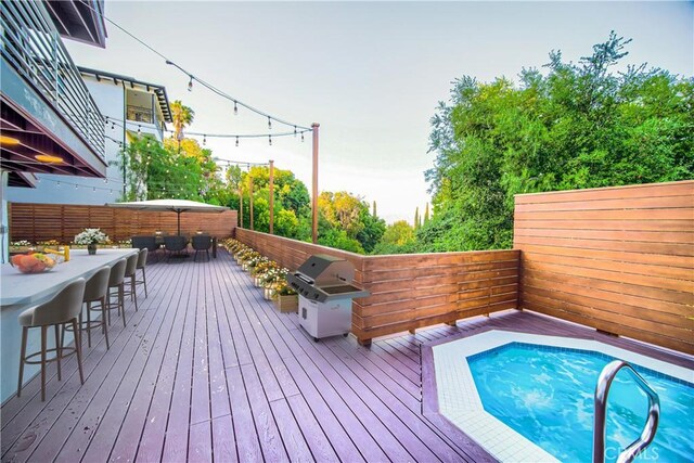 3964 Sumac Dr, Sherman Oaks, CA 91403 - deck featuring a grill and a bar