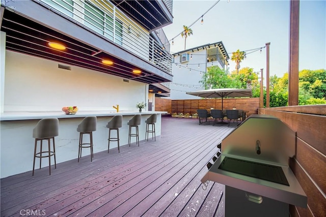 3964 Sumac Dr, Sherman Oaks, CA 91403 - wooden terrace with grilling area