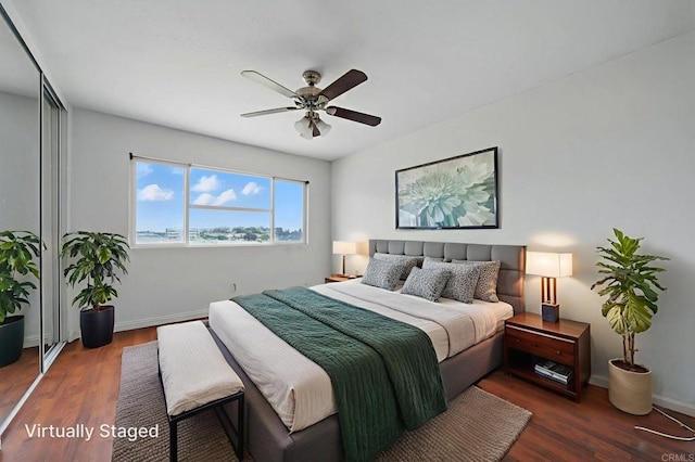5511 Adelaide Ave Unit 20, San Diego, CA 92115 - bedroom featuring wood finished floors, baseboards, and ceiling fan
