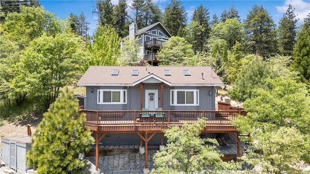 2340 Deep Creek Dr, Running Springs, CA 92382 - view of front facade with a deck with water view