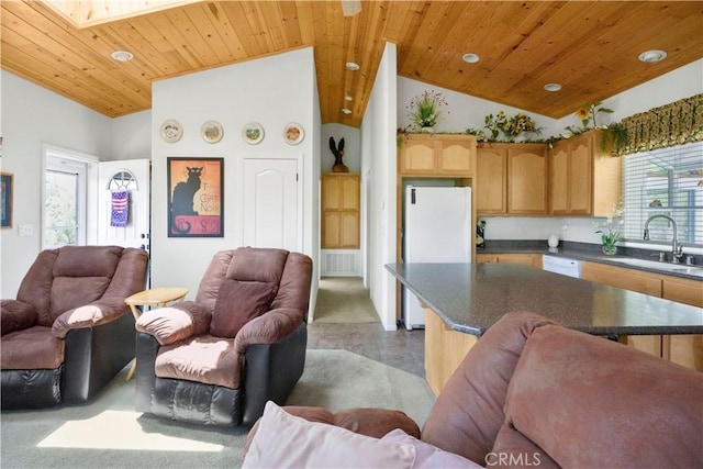 2340 Deep Creek Dr, Running Springs, CA 92382 - living room with wood ceiling and vaulted ceiling